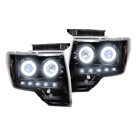 Recon 09-14 F150/RAPTOR PROJECTOR HEADLIGHTS W/CCFL HALOS/DRL-SMOKED/BLACK D 264190BKCC
